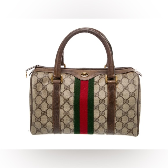 GUC-Vintage Gucci Sherry Line GG Supreme Boston Bag - Fabulous Bag